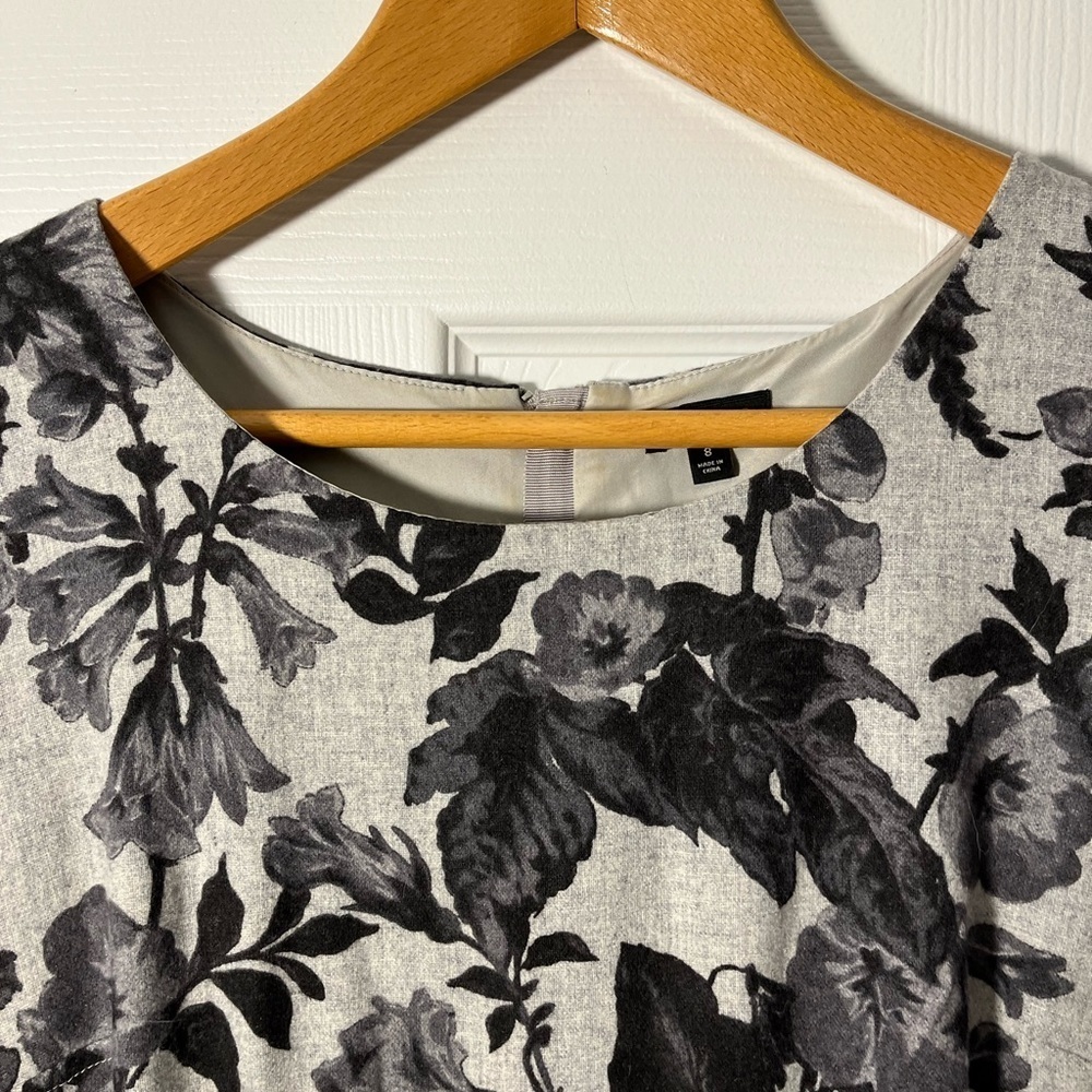 Talbots Black Floral Wool Blend Dress Size 8 - Picture 6 of 13